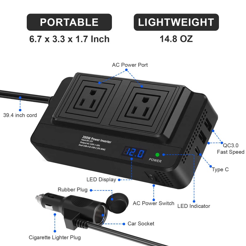 Outdoor Power Adapter Usb C - Inversor de Corriente para Auto de