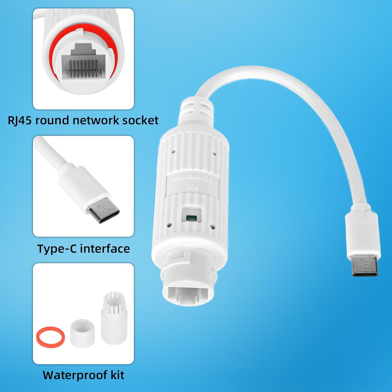 Outdoor Power Adapter Usb C - Convertidor de Energía POE a USB-C,