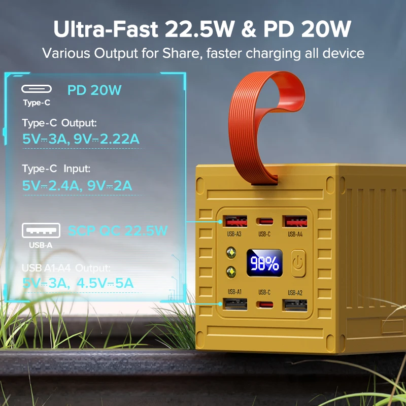 QOOVI 60000mAh Power Bank 22,5 - Outdoor Power Adapter Usb C reseña y precio