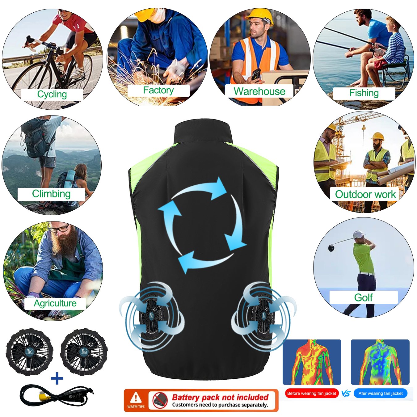 Chaleco con Ventilador USB, Ch - Outdoor Power Not Working reseña y precio
